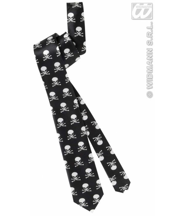 Satijnen stropdas met schedels