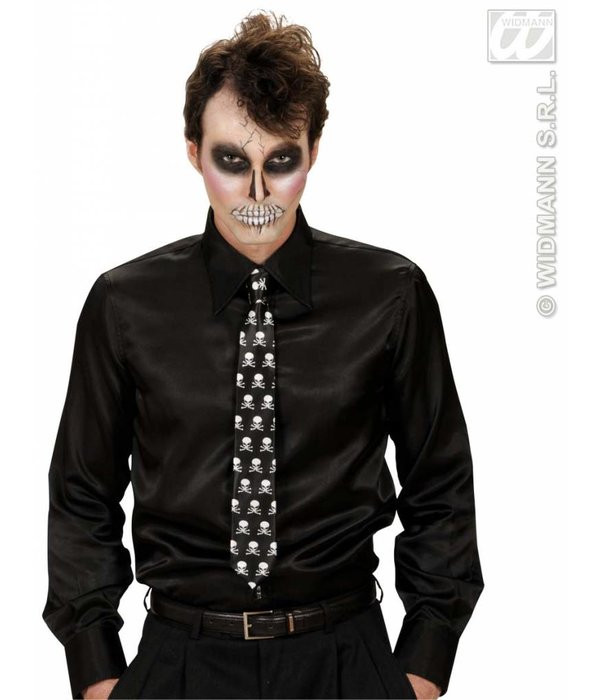 Satijnen stropdas met schedels
