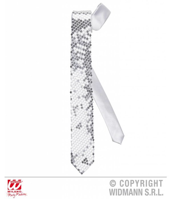 Stropdas zilver pailletten