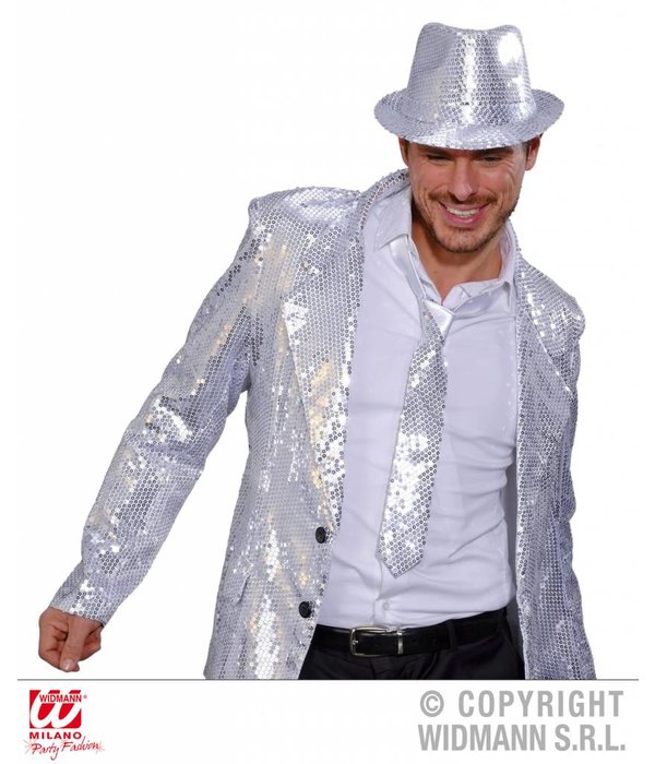 Stropdas zilver pailletten