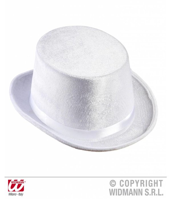 Hoge hoed fluweel wit