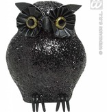 Glitter uil zwart 10,5cm