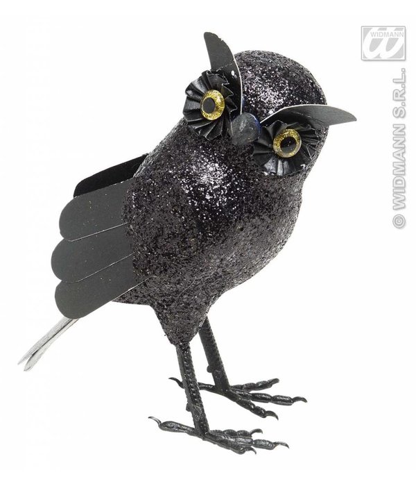 Glitter uil zwart 18,5cm