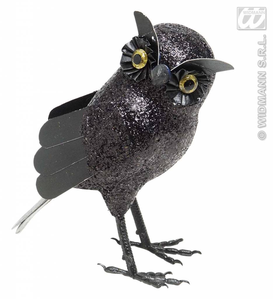 Glitter uil zwart 18,5cm