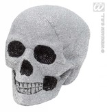 Glitter schedel zilver 19cm