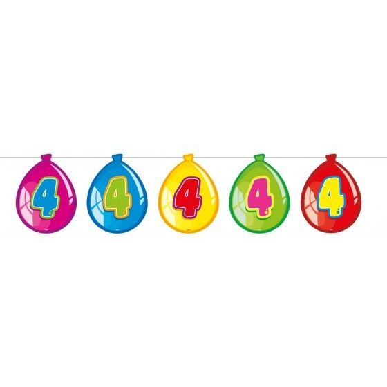 Vlaggenlijn ballonnen 4 jaar afbeelding