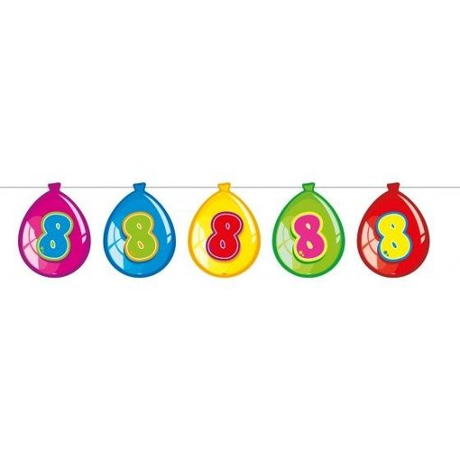 Vlaggenlijn ballonnen 8 jaar