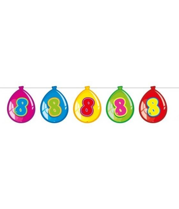 Vlaggenlijn ballonnen 8 jaar