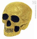 Glitter schedel goud 19cm