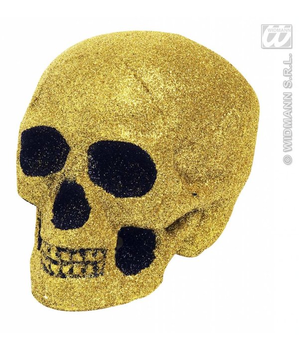 Glitter schedel goud 19cm