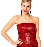 Top/Rok pailletten rood