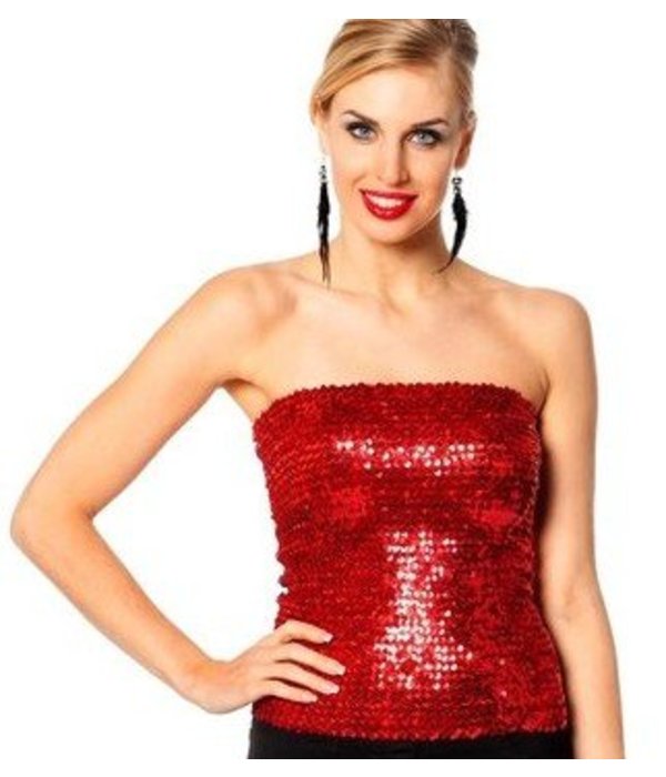 Top/Rok pailletten rood