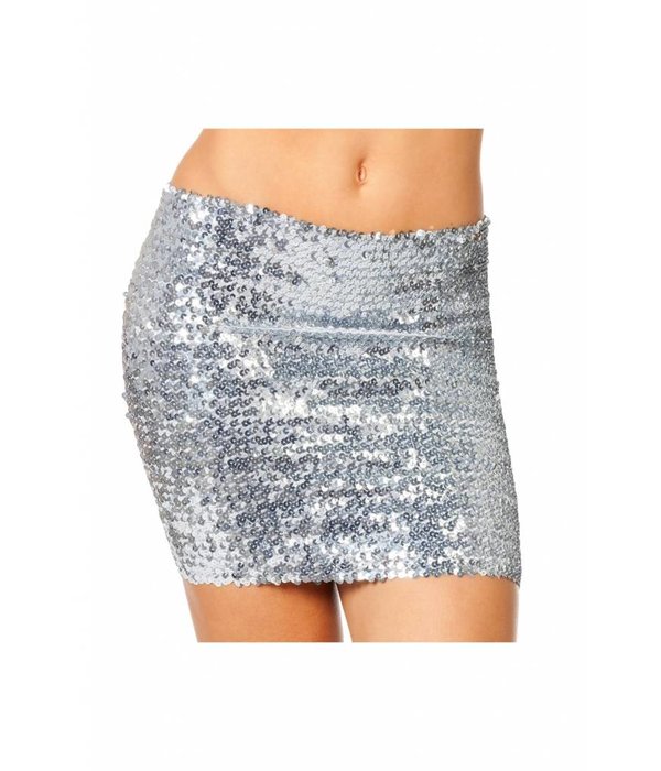 Top/rok pailletten zilver