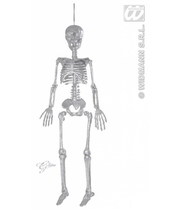Skelet zilver glitter 92cm