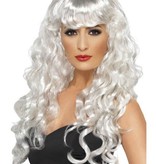 Pruik Siren lang haar wit