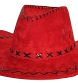 Hoed Cowboy suede rood