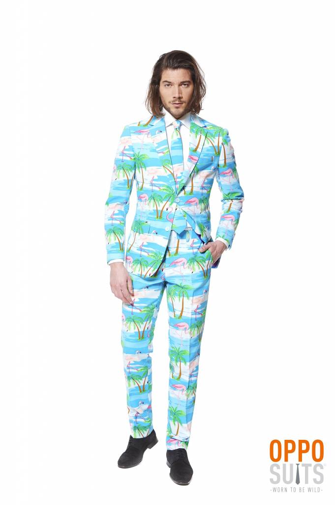 OppoSuits Flaminguy - Heren Pak - Tropisch Zomers Flamingo - Gekleurd - Maat EU 62