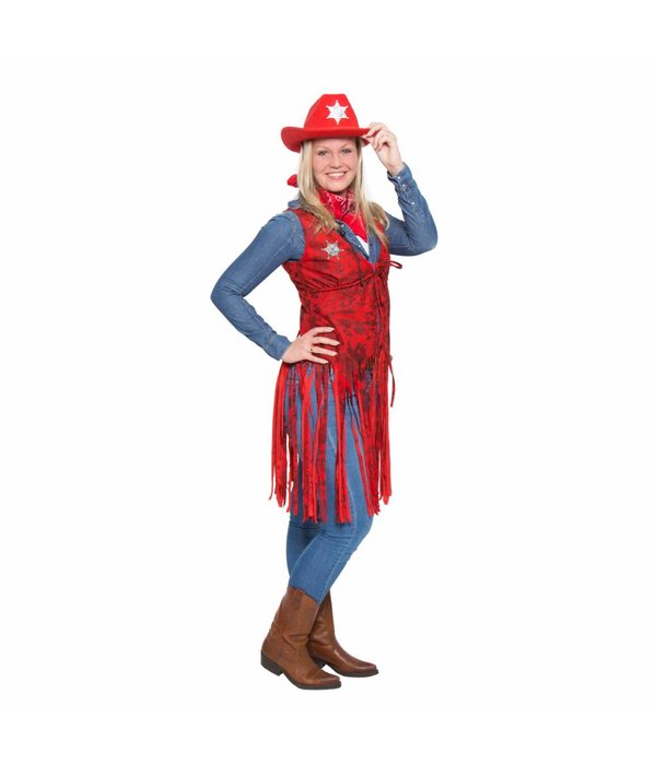 Cowboy Toppers gilet met franjes rood