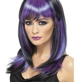 Glamour heksenpruik paars/zwart