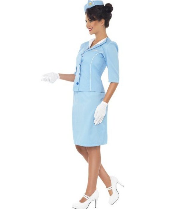Air Hostess kostuum blauw