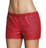 Hotpants pailletten rood