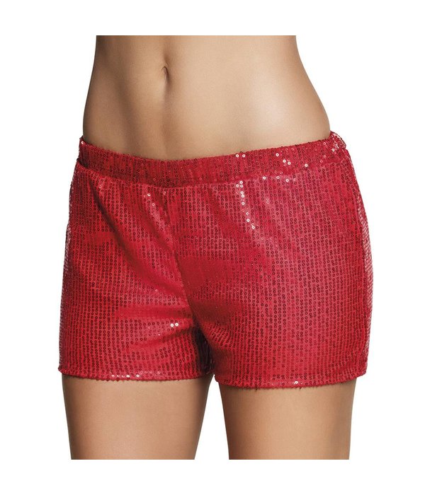 Hotpants pailletten rood