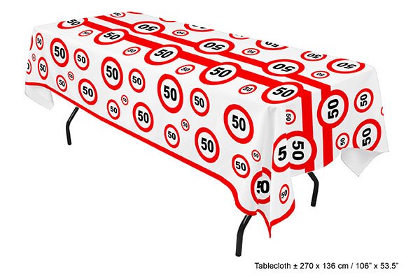 Tafelkleed verkeersbord 50 jaar afbeelding