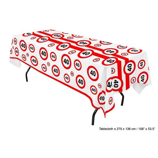 Tafelkleed verkeersbord 40 jaar