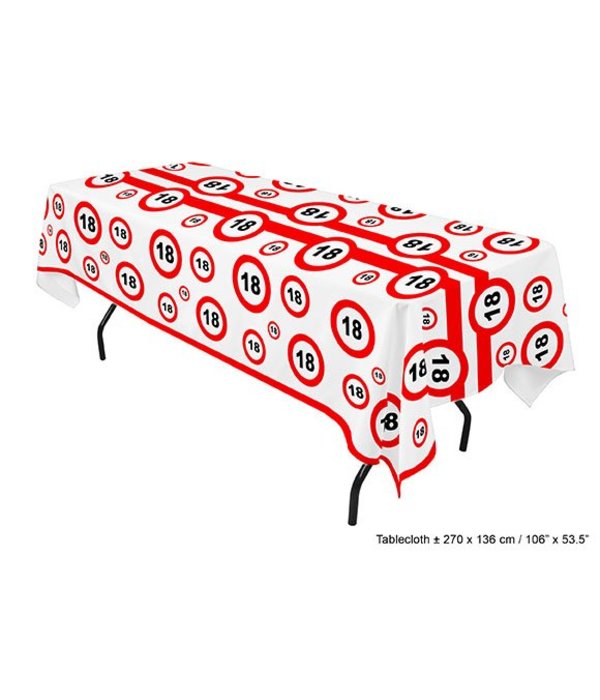 Tafelkleed verkeersbord 18 jaar