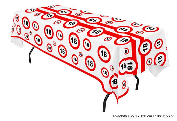 Tafelkleed verkeersbord 18 jaar afbeelding