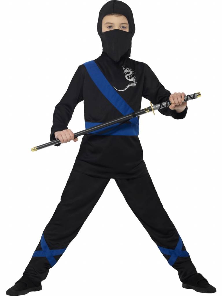 Ninja assasin pakje kind zwart/blauw afbeelding