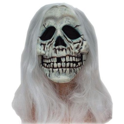 Masker Skull met wit haar