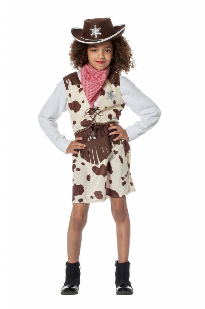 Cowgirl pakje koeienprint afbeelding
