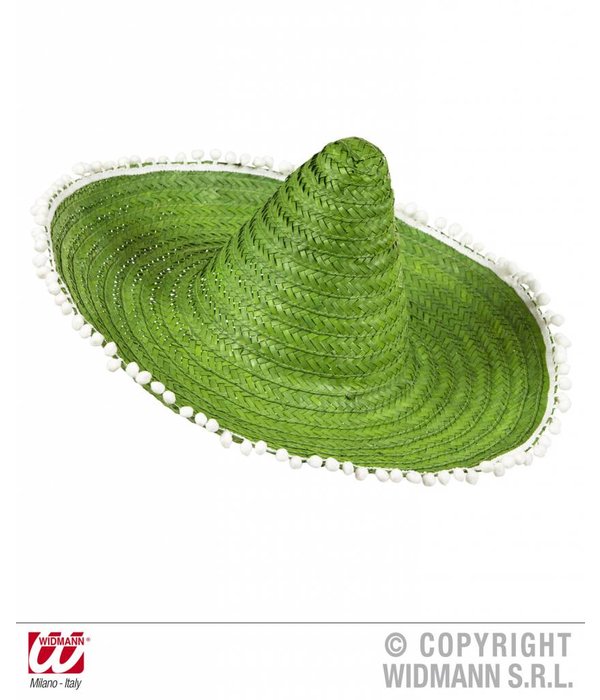 Sombrero groen 50cm met pompons
