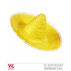 Sombrero geel 50cm met pompons