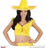 Sombrero geel 50cm met pompons