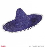 Sombrero paars/blauw 50cm met pompons