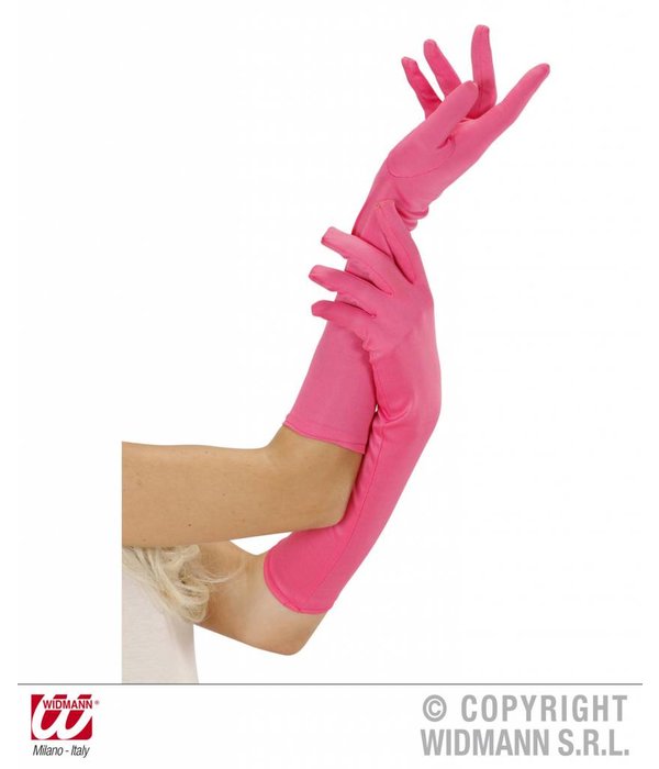 Handschoenen lang neon roze