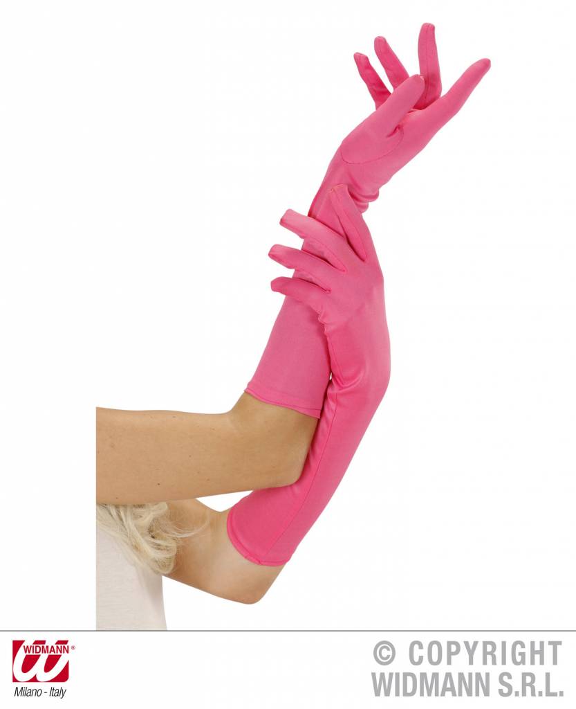 Handschoenen lang neon roze