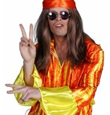 Hippie pruik bruin + hoofdband