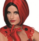 Pruik bobline modern zwart/rood