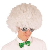 Pruik grote krullenbol wit