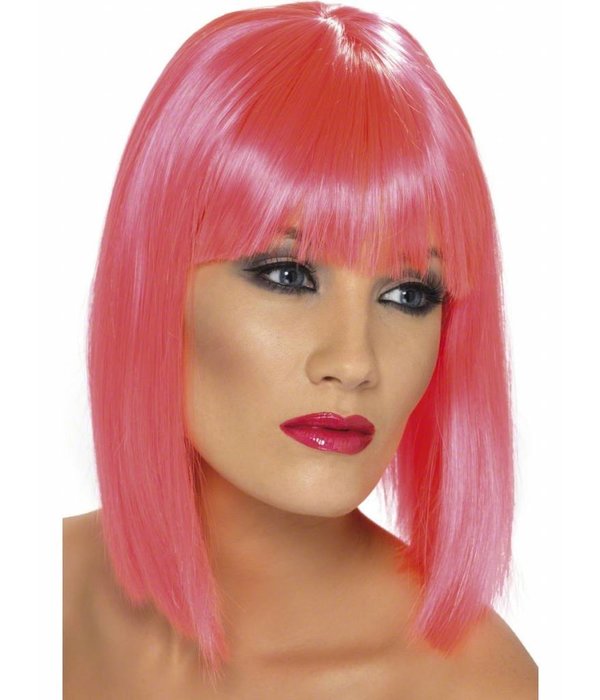 Pruik Glam Neon pink