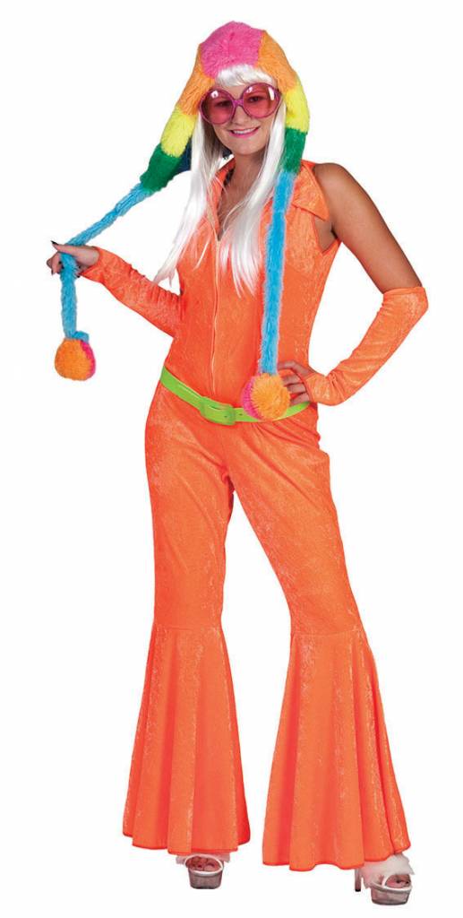 Disco Jumpsuit neon oranje afbeelding