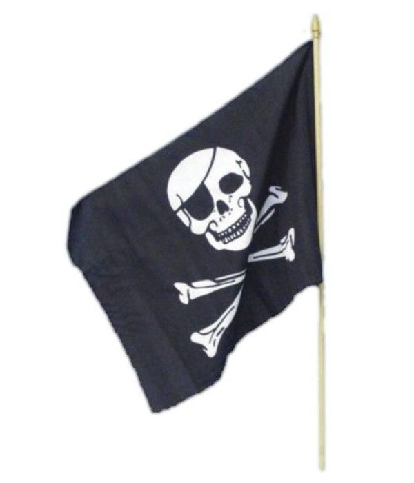 Piratenvlag op stok 45x30cm