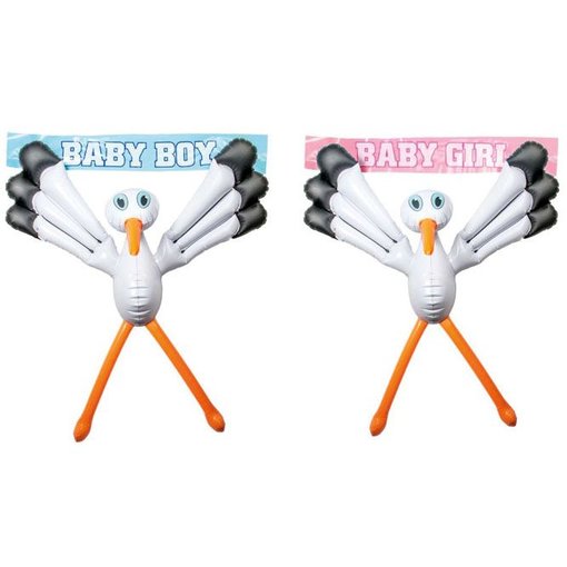 Opblaas Ooievaar Jongen / Meisje - 75 cm