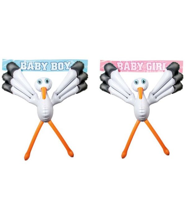 Opblaas Ooievaar Jongen / Meisje - 75 cm