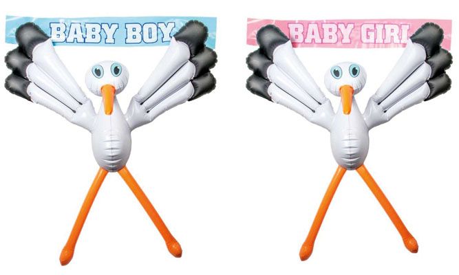 Opblaas Ooievaar Jongen / Meisje - 75 cm afbeelding