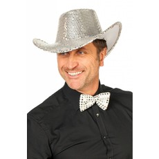 Cowboy glamour hoed pailletten zilver