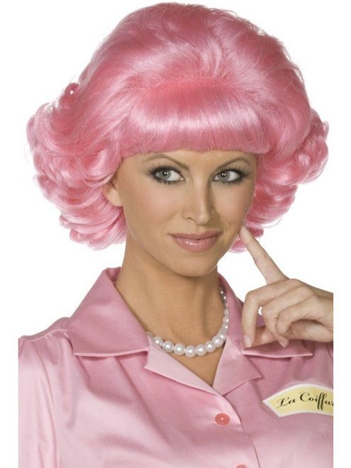 Frenchy Grease pruik pink afbeelding